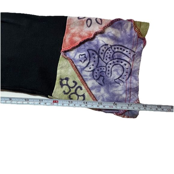 Tie Dye Boho Hippie Patchwork T Shirt Art To Wear Size L / XL Nepal Whimsy - Picture 7 of 10